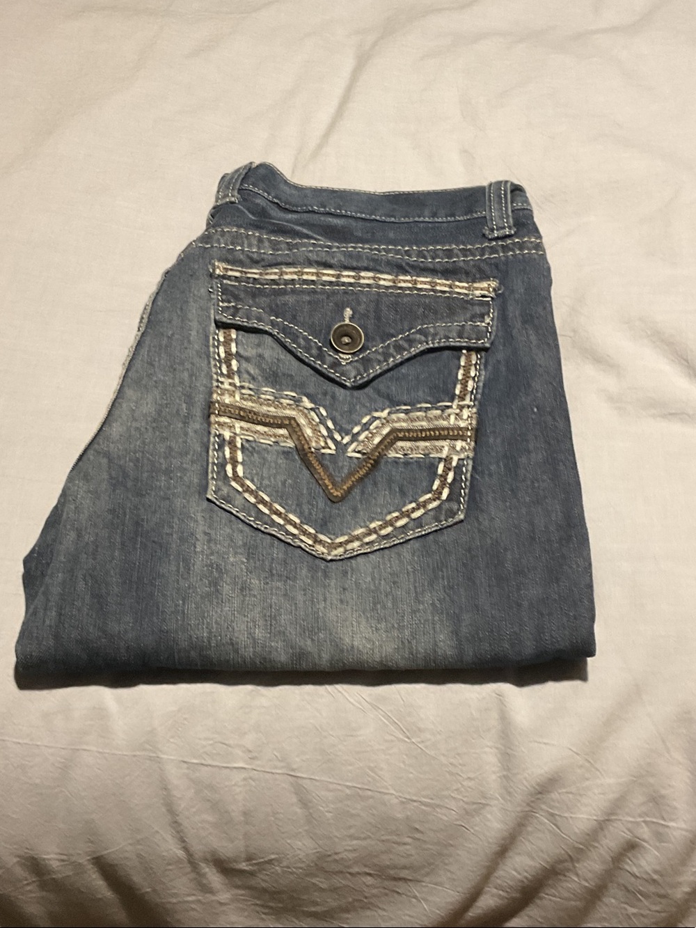Helix Medium Blue Boot Cut Jeans with Embroidered Back Pocket